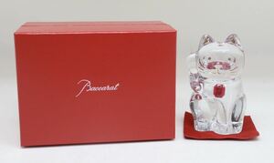 バカラ Baccarat ラッキーキャット レッドオクトゴン　フィギュリン クリスタル 置物 招き猫