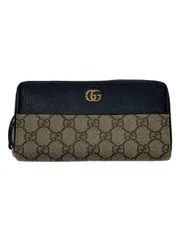 GUCCI ジップアラウンドウォレット_GGマーモント_GGスプリーム キャンバス カーキ 総柄 メンズ