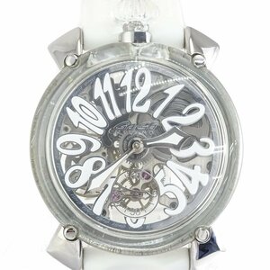 【1円】ガガミラノ GaGa MILANO マヌアーレ MANUALE 48mm クリスタル ウォッチ 腕時計 6090.01 手巻 スケルトン文字盤 箱付き 動作品