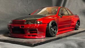 ☆1/10 RCボディ　ACTIVE CARBON‐R 日産　GTR R32 自作オーバーフェンダー　未使用完成品 ラジドリ　ドリパケ　タミヤ　日曜日終了