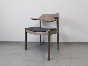 【美品】CondeHouse カンディハウス　WING LUX LD サイドチェア 15万 ダイニングチェア 本革 L3 ナラ材 ハーフアーム 佐戸川 清