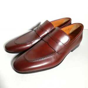 c0326 【新品同様・試着程度】 ★サントーニ Santoni★ 7232 コインローファー 9 28.0cm前後 茶 ドレスシューズ ビジネス 革靴 本革