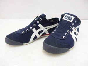 lf67) Onitsuka Tiger オニツカタイガー スリッポン スニーカー メキシコ 23.5cm D3K0N ネイビー系 レディース