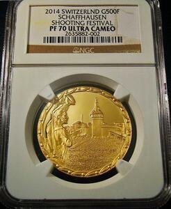 ●スイス 2014 NGC PF70UC 現代射撃祭 シャフハウゼン 500フラン金貨★