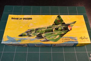 Qm957 【絶版 1977年製】Vtg HELLER 1:72 Saab 37 Viggen サーブ 37 ビゲン スウェーデン空軍 仏製 60size