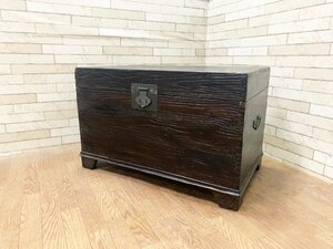 李朝家具 バンダジ バンダチ 幅75cm 半閉櫃 李朝箪笥 木製収納箱 木箱 アンティーク 韓国 朝鮮 民芸 古家具