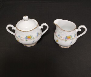 Noritake ノリタケ コンテンポラリー シュガーポット・ ミルクポット 2点セット 金彩 花柄 洋食器 【中古品】xy520852 