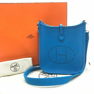 HERMES エルメス エヴリン TPM アマゾン トリヨン ブルー ザンジバル ショルダー バッグ P金具 A刻印 美品 k692