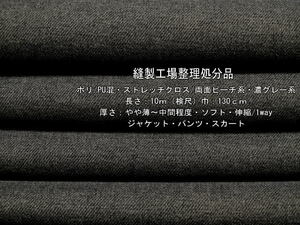 ポリ/PU混ストレッチクロス両面ピーチ系濃グレー系11mパンツ最終