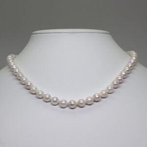 1円〜!!▲アコヤ本真珠ネックレス▲D 約27.2g 約43.0cm 約6.5-7.0mm珠 pearl necklace jewelry パール DB0/DE0 85