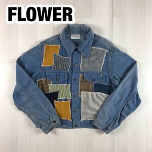 FLOWER デニムジャケット ジージャン ブルー ビッグサイズ 古着