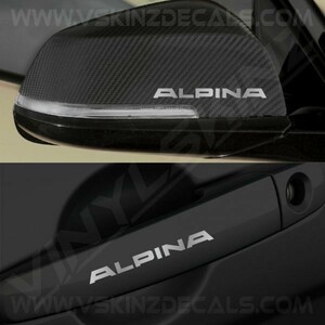 海外　限定品　送料込み BMW ALPINA アルピナ カッティング ミラー ドア SILVER 100mm 4枚セット　ステッカー
