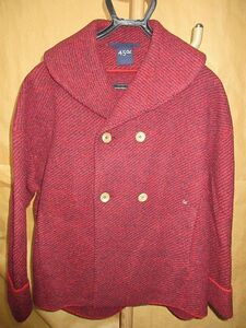 45r 45rpm ツイルKNIT PEA JACKET ツイード　Pラップ　ジャケット　コート　赤　0