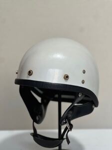 60s BUCO GUARDIAN 白ラメ ハーフヘルメット 目深加工済オリジナルペイント　プロテクター トラベラー パン ナックル ビンテージヘルメット