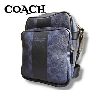 1円スタート 希少色 COACH コーチ ショルダーバッグ シグネチャー ボディバッグ F70589 ヘリテージ モノグラム クロスボディ PVC レザー