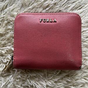 FURLA フルラ ラウンドファスナー 折り財布 ピンク バビロン コインケース ロゴ