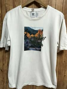 送無♪adidas アディダス♪プリントTシャツ・アイボリー・L