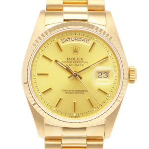 ロレックス デイデイト オイスターパーペチュアル 腕時計 時計 18金 K18イエローゴールド 18038 自動巻き メンズ 1年保証 ROLEX 中古