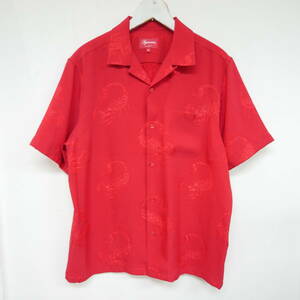 【1円】良好 国内正規 Supreme 21SS Scorpion Jacquard S/S Shirt スコーピオンジャカード 半袖シャツ サソリ柄 Red レッド 赤 M