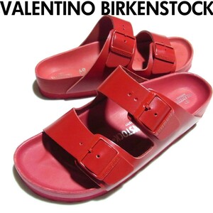 希少 VALENTINO x BIRKENSTOCK Arizona レザー サンダル 40 26cm レッド ヴァレンティノ ビルケンシュトック アリゾナ