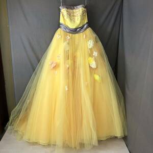 O769】結婚式 カラードレス ウエディングドレス ブライダル ウェディングドレス DRESS スタジオ 前撮り 黄色　イエロー　演奏会　発表会