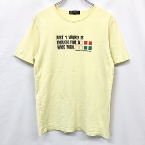 MK MICHEL KLEIN HOMME ミッシェルクランオム 46 メンズ Tシャツ カットソー 英字 文字 プリント ロゴ 丸首 半袖 綿100% イエロー 黄色