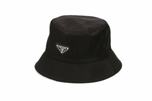 プラダ バケットハット 帽子 ブラック ナイロン トライアングルプレート サイズM約57.5cm PRADA NYLON HAT 中古品 USED 美品 Aランク /6788