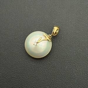 1円～美品 TASAKI タサキ マベパール メレダイヤ ペンダントトップ pearl 金具 K18 750 ダイヤモンド 0.01ct アクセサリー