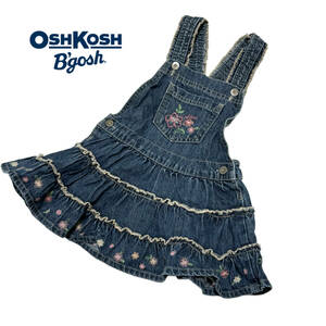 OSHKOSH オシュコシュ フラワー刺繍 デニム ジャンパースカート オーバーオール 95 キッズ 子供服 24-0730