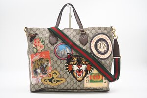 ☆安心の３大保証☆ ABランク ≪GUCCI グッチ/2WAYバッグ≫ 474085 ソフトGGスプリーム クーリエ トート ベージュ ブラウン マルチカラー