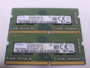 メモリ ノートパソコン用 Samsung 1.20V DDR4-2400 PC4-19200 8GBx2枚 合計16GB 起動確認済みです①