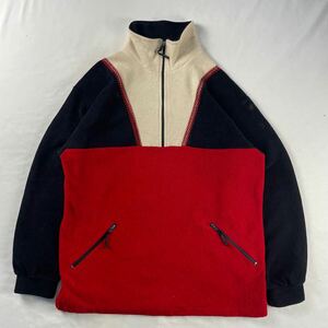 Euro Vintage 80-90s? THULE ハーフジップ マルチカラー レトロ ステッチ フリース ジャケット