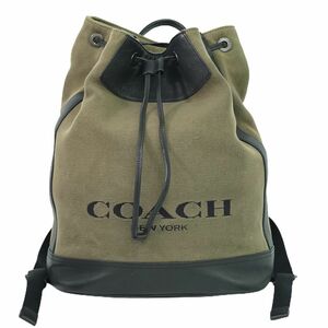 本物 コーチ COACH キャンバス リュックサック バックパック カーキ D2021