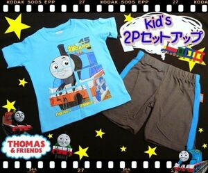 きかんしゃトーマス　子供用　半袖　セットアップ　2T　90ｃｍ　Ｔシャツ　半ズボン　男の子　電車　乗り物　トーマス　機関車