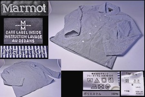 Marmot ★ マーモット ★ M ★ ストライプ ★ 開襟 ワークシャツ ★ 薄手 上着 ★ ポリエステル100% ★ デサント ★ TOMP JB76 ★ 中古品