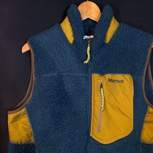 Marmot Origin Fleece Vest マーモット フリースベスト　　オリジン デサント製 DESCENTE アウトドア もこもこ 裏地メッシュ切替 柳10706