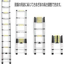 伸縮はしご 最長2.6m アルミはしご 耐荷重150kg 持ち運びやすい 折り畳み 多機能 アルミ 自動ロック スライド式 安全ロック