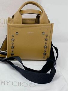 JIMMYCHOO [SHOPPER TOTE]トートバッグ ショッパー ジミーチュウ キャメル ショルダー 茶色 レザー 2WAY