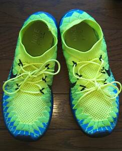 即決・送料込★NIKE ナイキ★ナイキフリー3 フライニット NIKE FREE 3.0 FLYKNIT 636232-700★蛍光イエローｘ青 US9(27cm)