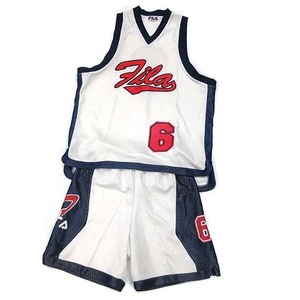 フィラ FILA バスケ バスケットボール ゲーム ユニフォーム 上下 セットアップ シャツ パンツ 白 ホワイト S ヴィンテージ メンズ