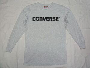 ☆美品・未着用☆ 90s USA製 CONVERSE コンバース ロゴ 長袖 Tシャツ sizeL グレー ☆古着 ロンT 厚手 オールド ビンテージ ALL STAR CONS