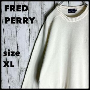 90s【FRED PERRY】フレッドペリー コットン ニット XL 刺繍ロゴ