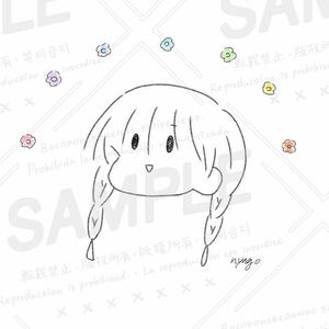 nyago 手描きイラスト　オリジナル　女の子　イラスト　絵　シンプル　ゆるい　花　三つ編み　インテリア　ハンドメイド