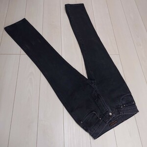 【正規品】NUDIE JEANS ヌーディージーンズLOW SLIM JIM BLACK BLACKデニムパンツW28 イタリア製