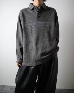 K94 Melange Cotton Knit Polo Sweatshirt Gray 90s 00s 霜降り調 コットン ニット 長袖 ポロ スウェット シャツ グレー L