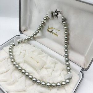 【テリ抜群!!】アコヤ あこや ライトグレー パール ネックレス 8mm〜8.5mm 44cm SILVER 刻印 42.9g 本真珠 akoya pearl jewelry necklace