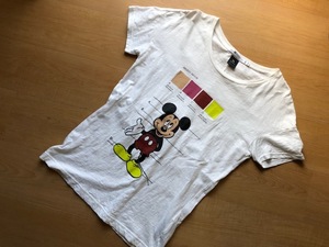 良品 UNIQLO ユニクロ DISNEY ディズニー MICKEY MOUSE ミッキーマウス UU 半袖 Tシャツ 白 キャラクター 綿100％ メンズ サイズ M