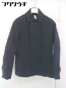 ◇ ABAHOUSE アバハウス ストライプ ダブル 長袖 ジャケット サイズ 2 ブラック メンズ