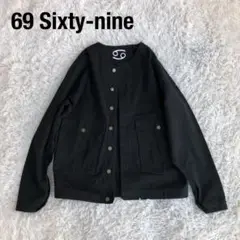 69Sixty-nineシックスティーナインノーカラーブラックデニムカバーオール