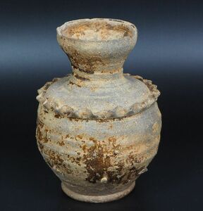 【金富士】値下げ中　出土品 南北朝時代褐釉壺　高17ｃｍ 検/古伊万里古九谷江戸明治骨董人間国宝